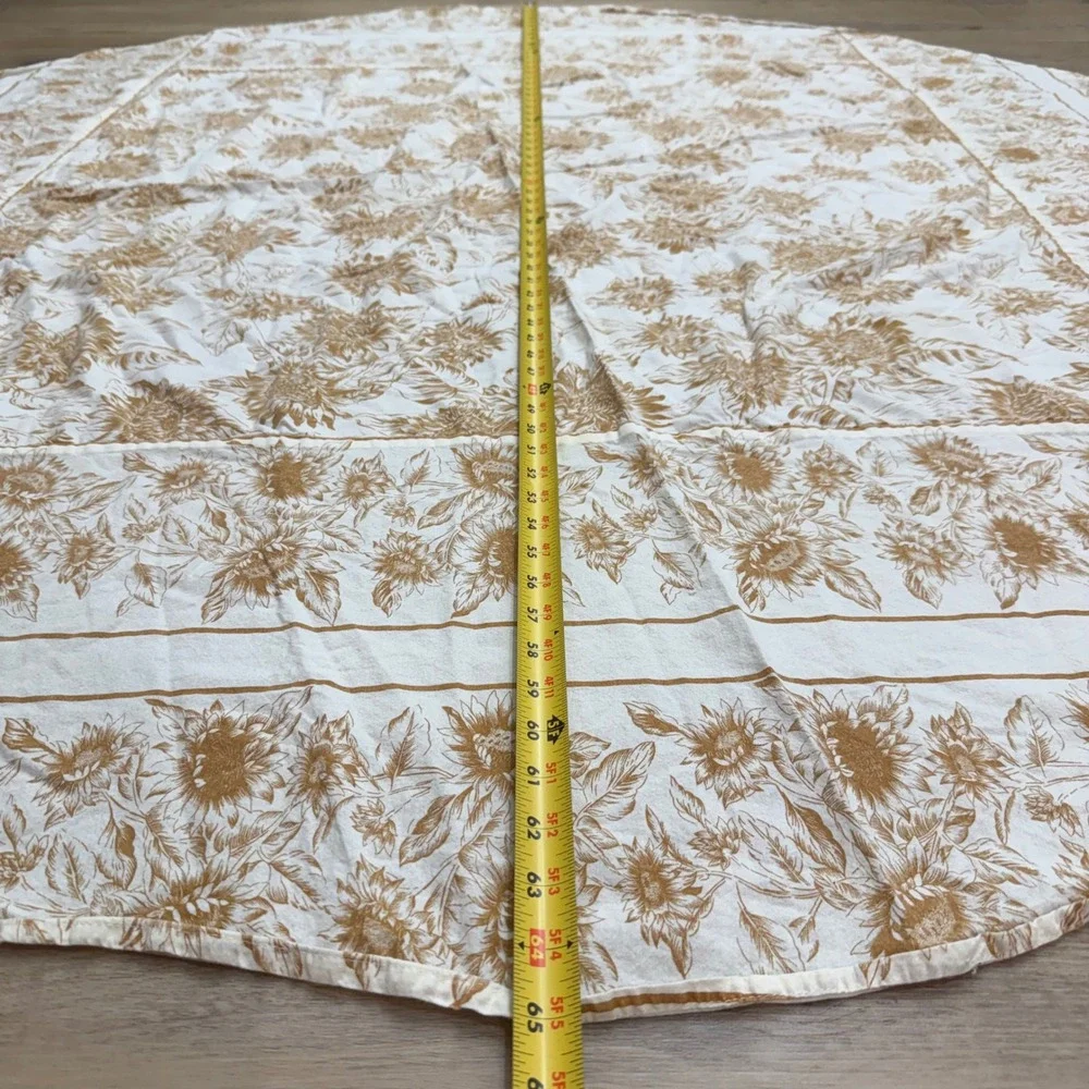 April Cornell Round Tablecloth Sunflower Floral Cottagecore Farmhouse 64 Inch